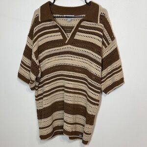 Stacy Adams Brown and Cream V-Neck Sweater